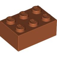 Lego kostka (kostička) 2x3, tmavě oranžová (4122461, 4165998, 4597487)